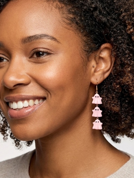 CC and Me Boutique Jewelry - Pink Ghost Earrings Dangle 3” Pastel 3D Halloween Goth NWT
C1